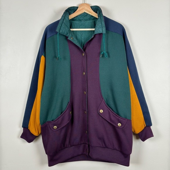 Vintage Be In The Current Seen Women 90s Y2K Reversible Multicolor Jacket Sz O/S - Picture 4 of 10